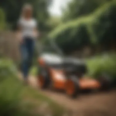 Efficient Gardening with Cordless Mowers A user operating a cordless lawn mower in a garden