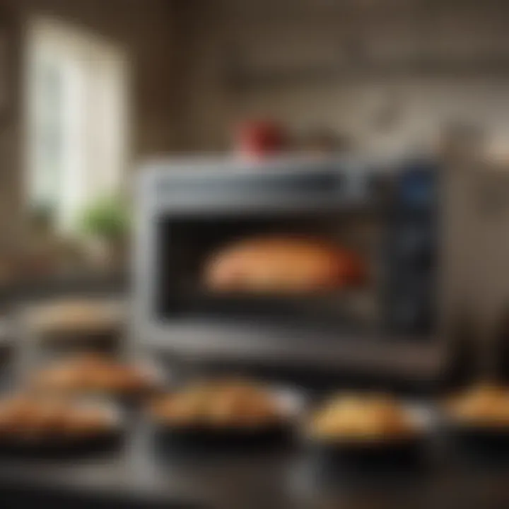 Variety of dishes cooked in a convection toaster oven demonstrating versatility