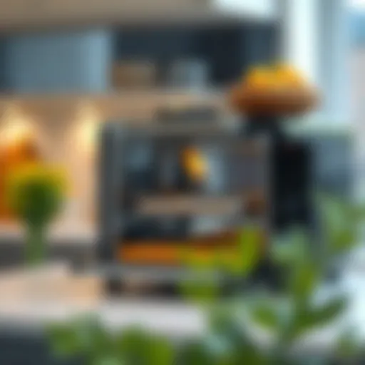 A sleek countertop oven showcasing its multi-functional capabilities