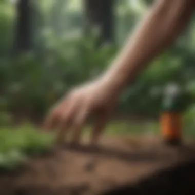 An outdoor setting demonstrating the use of insect repellent
