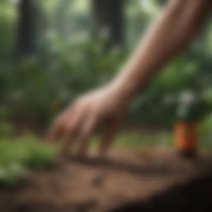 An outdoor setting demonstrating the use of insect repellent