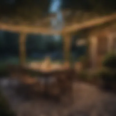 Enchanting Outdoor Dining Experience Charming outdoor dining setup under twinkling lights