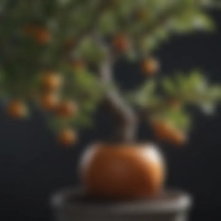 Close-up of a thriving potted fruit tree