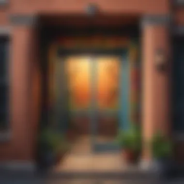 Colorful mural artwork above a doorway creating vibrancy