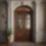 Elegant decor arrangement above a vintage doorway
