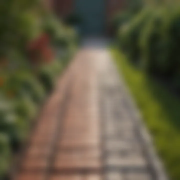 Colorful brick edging outlining a pathway