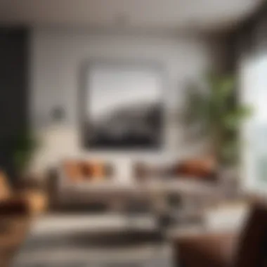 Modern Living Room Arrangement Elegant living room layout showcasing modern furniture arrangement