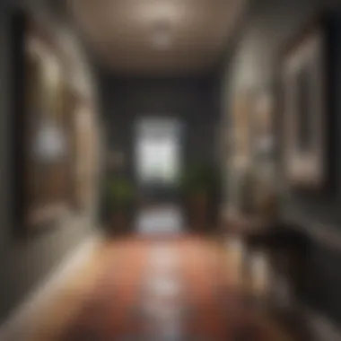 Eclectic Hallway with Diverse Art An eclectic hallway showcasing various art pieces of different sizes