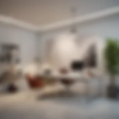 Minimalist Office with Large Canvas A minimalist office space adorned with a singular large canvas