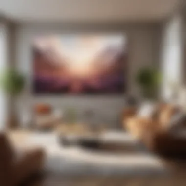Spacious Living Room with Art A spacious living room with a large abstract painting on the wall