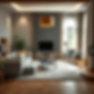 Visual guide to furniture arrangement around a carpet