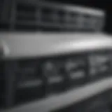 Close-up of an air conditioning unit showing internal components