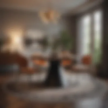 Modern Aesthetics Contemporary dining area with a round table and stylish circular rug