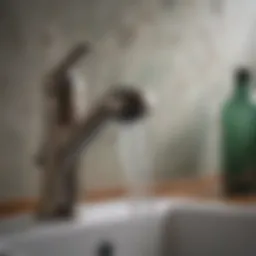 Illustration of hard water deposits on a faucet