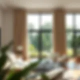 Elegant drapes enhancing a spacious living room window