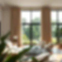 Elegant drapes enhancing a spacious living room window
