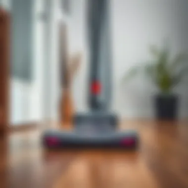 Close-up of Dyson vacuum features ideal for cleaning hardwood floors