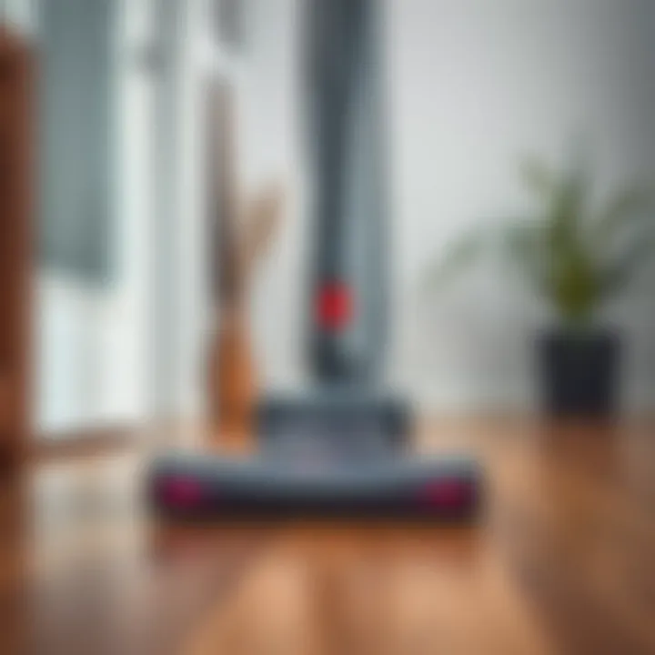 Close-up of Dyson vacuum features ideal for cleaning hardwood floors