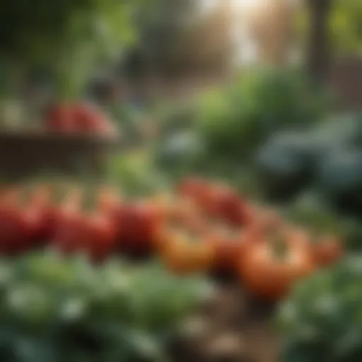 Vibrant garden with various vegetables