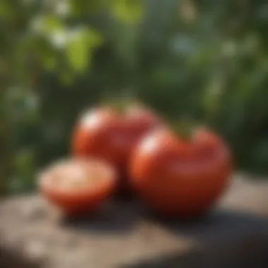 Close-up of ripe tomatoes on the vine