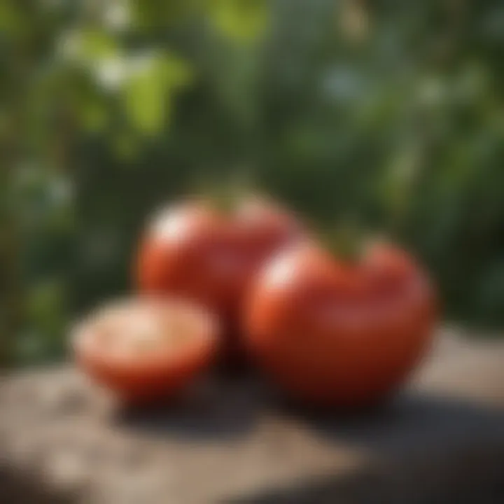 Close-up of ripe tomatoes on the vine