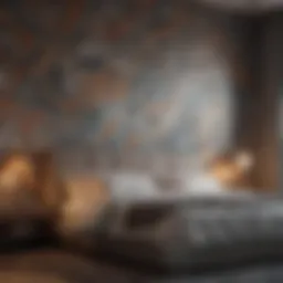 Vibrant bedroom wall painted with abstract patterns