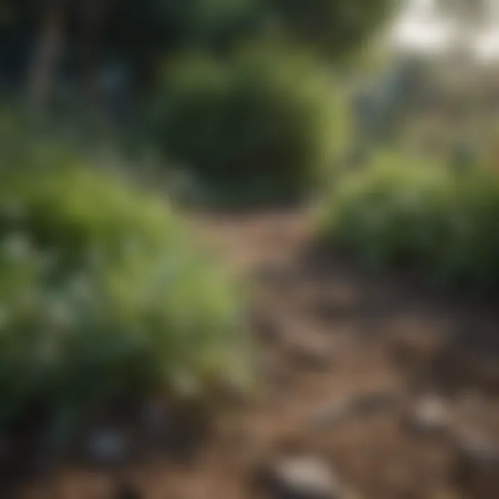 Landscape fabric laid out in a vegetable garden