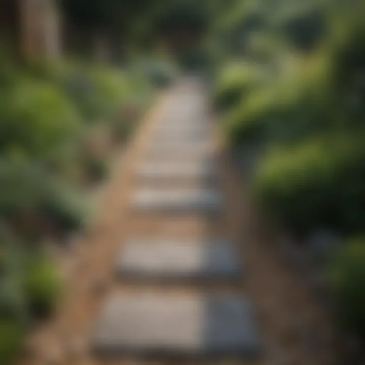 A beautifully designed garden featuring stone pathways and gravel