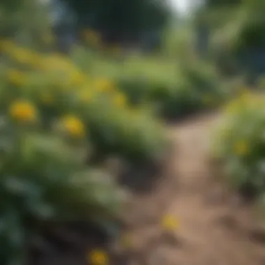 Vibrant garden with dandelions