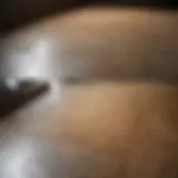 Before and after comparison of a stained concrete surface
