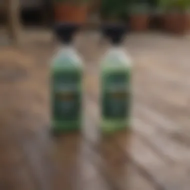 Variety of Mold and Mildew Removers for Decks Different types of mold and mildew removers displayed