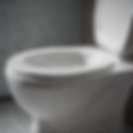 Close-up of hard water stains on toilet bowl