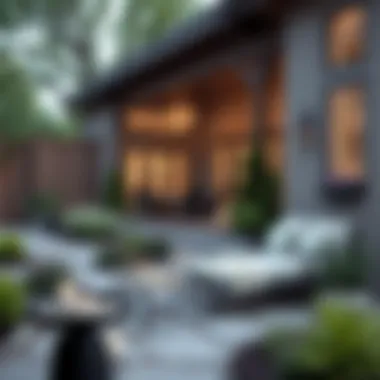 Cozy backyard with well-maintained landscaping and seating area