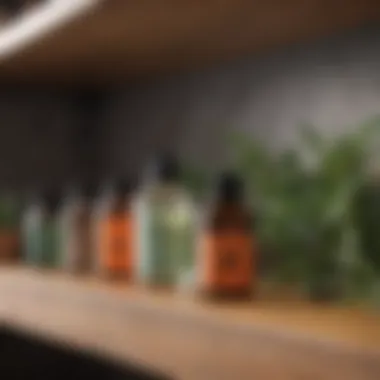 Natural deterrents like essential oils displayed on a shelf