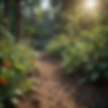 Natural herbicides displayed alongside native plants in a garden.