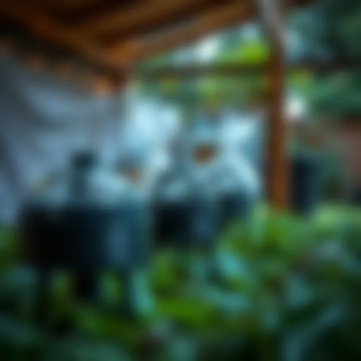 Insect traps set in an outdoor area