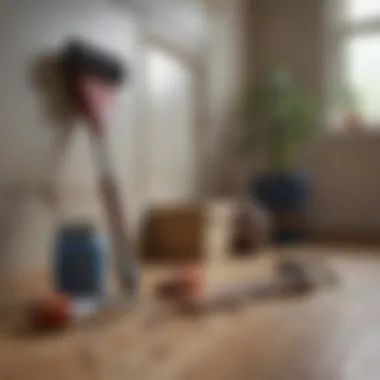 Household Tools for Paint Stain Removal Collection of household items for stain removal