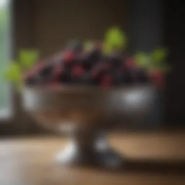 Elderberries displayed artistically in a decorative bowl