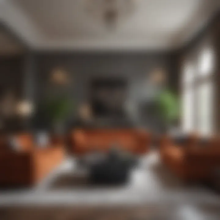 An elegant living room blending contemporary and traditional styles.