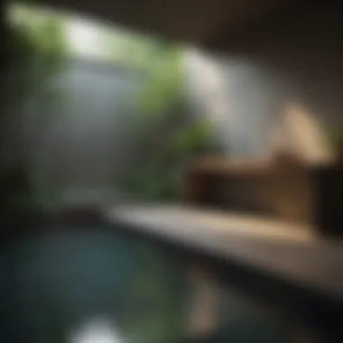 Serene Workspace with Water Feature A serene workspace with a water feature promoting humidity and tranquility