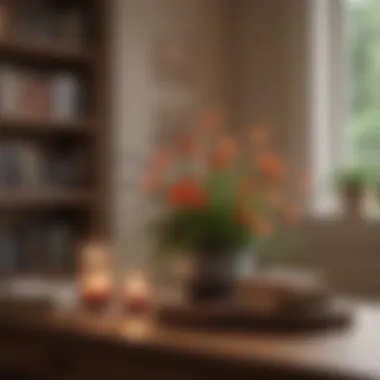 Natural Scents Transforming a Cozy Space Natural elements like flowers and herbs placed around a cozy reading nook, enhancing the atmosphere with fresh scents.