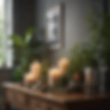 Sustainable Fragrance Choices for a Harmonious Home A serene scene of a living room with plants and candles, portraying an eco-friendly and sustainable fragrance choice.
