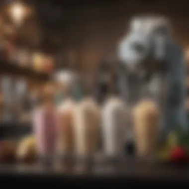 Necessary Equipment for Milkshakes An assortment of milkshake equipment, including blenders and glasses