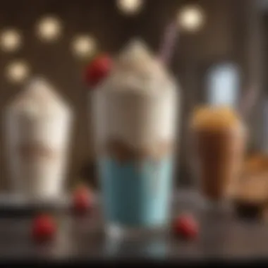 Creative Milkshake Garnishes A visually appealing milkshake garnished with creative toppings