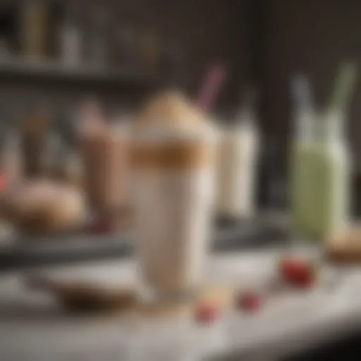 A delectable array of milkshake ingredients laid out on a counter