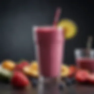 A vibrant smoothie made with fresh fruits in a portable blender