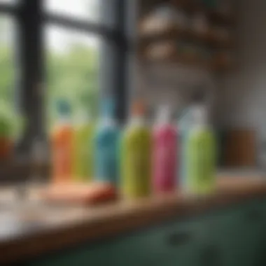 Eco-Friendly Cleaning Products Display An assortment of eco-friendly cleaning products on a kitchen counter
