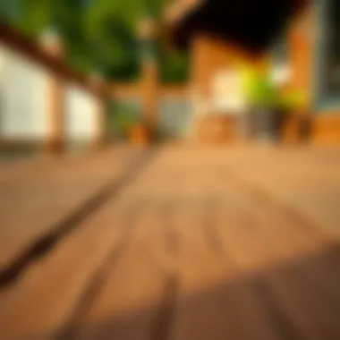 Close-up of a brown deck showcasing its textured finish