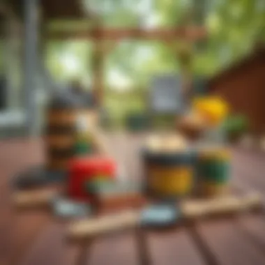 Tools and materials for maintaining a brown painted deck