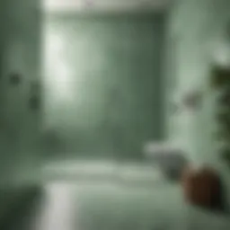 Elegant light green tiles in a modern shower space